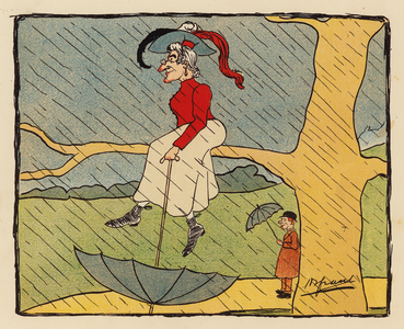 The Old Woman of Campden Town (colour litho)