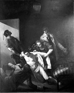 Oslo 19791213 The painter Odd Nerdrum's painting "The murder of Andreas Bad" has …, 1979 (photo)