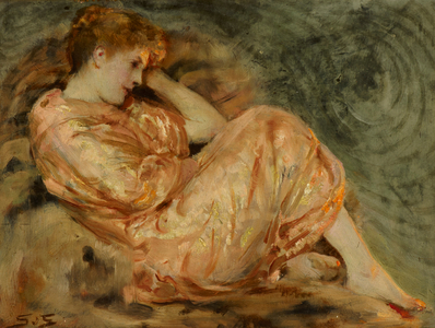 Reclining Woman, c.1895 (oil on board)