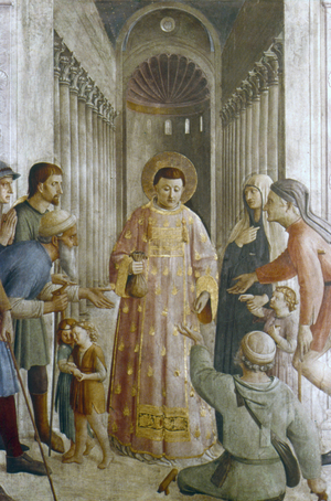 St Lawrence giving alms (fresco)