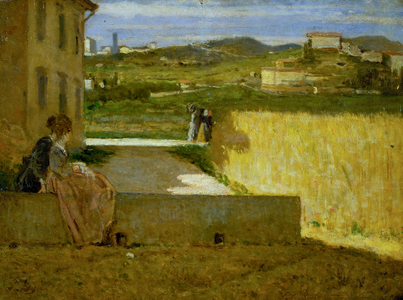 In the shadow of the villa, c.1872-73 (oil on board)