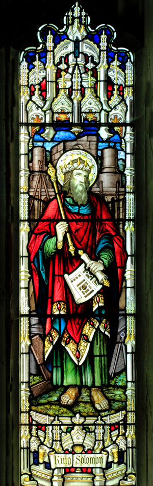 King Solomon, stained glass window, by A.L.Moore 1910, Brinton church, Norfolk, England, UK