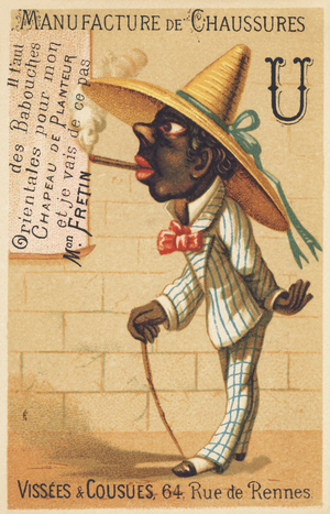 Slogan: “I need Oriental Slippers for my Planter Hat and I'm going to Maison Fretin right now. “,1880 (chromolithography)