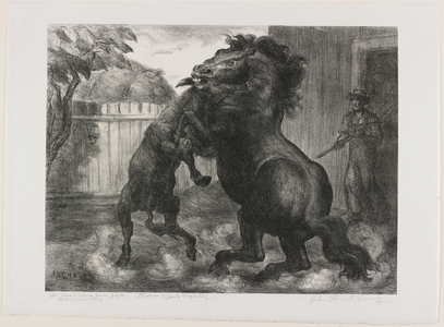 Stallion and Jack Fighting, 1943 (litho) 