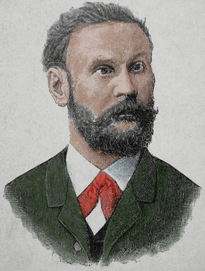 Otto Lilienthal (1848-1896). German pioneer of aviation. Engraving,1890. Colored.