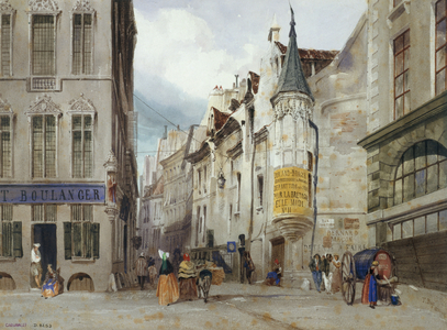 Crossroad of the Tison and Jean Bailleul street, 1831(watercolour)