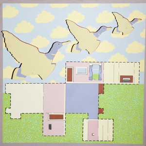 Open House, 1955 (acrylic & wood on board)