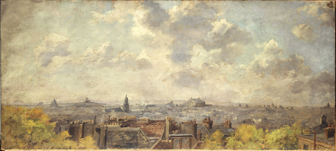 Panoramic view of Paris, taken from rue Victor-Massé, in 4-1886 (oil on canvas)