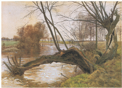 Willows on the Ouse (colour litho)