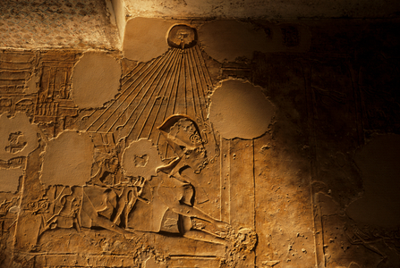 Relief of royal family, Akhenaten, Nefertiti and daughters, tomb of Mahu, 'Chief of P…, 2001 (photo)