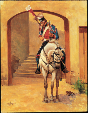 Trumpeter: Polish Lancer of the Imperial Guard, Service Dress 1810, 1989 (oil on board)