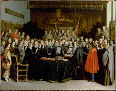 The swearing of the oath of rectification (oil on copper)