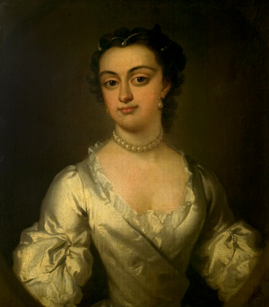 Portrait of a Lady in White Satin (oil on canvas)