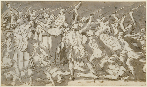 Battle of the Rutuli and the Trojans (pen & ink on paper)