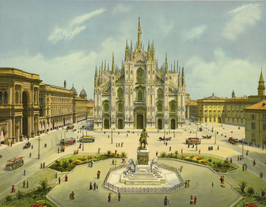 Milan, Piazza del Duomo (chromolitho)