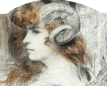 The Huntress,  (black and red chalk on paper)