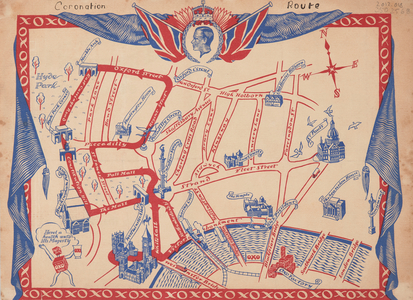 King Edward VIII coronation route map, 1936 (print)