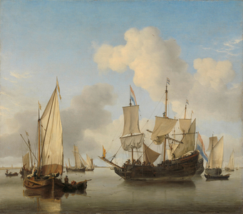 Ships at Anchor on the Coast, c.1660 (oil on canvas)