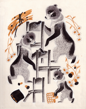 Illustration from 'The Story of the Three Bears', tale adapted by Leo Tolstoy, 1872 (gouache on paper)