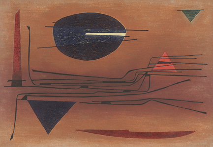 Valley in the Night, 1958 (color etching)