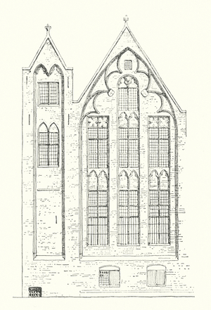 Bruges: Part of the Eastern Facade of the Hotel Gruuthuuse (litho)