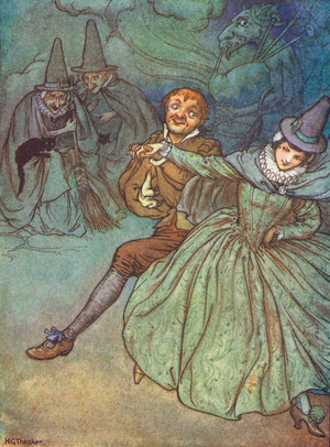 The Witches' Frolic (colour litho)