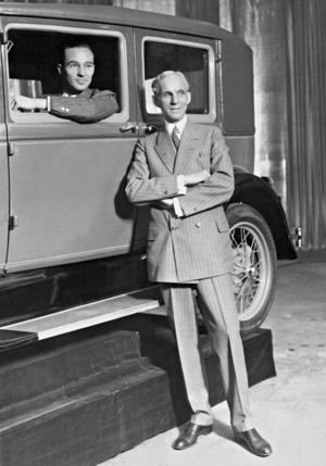 Henry Ford and his son Edsel, 1932 (b/w photo)
