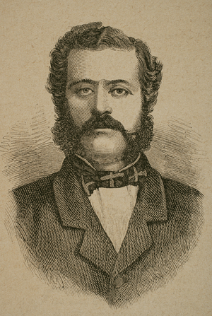 Aristotelis Valaoritis,  Greek poet, representative of the Heptanese School, and politician (engraving)