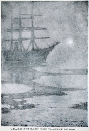 A blanket of think, damp, arctic fog obscuring the vison, pub. London, 1907 (litho)