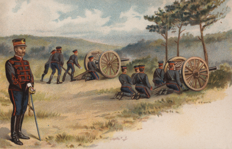 Japanese artillery, Russo-Japanese War, 1904-1905 (colour litho)