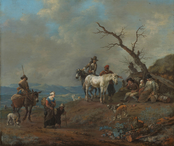 Country Road with Hunter and Peasants, 1650 (oil on canvas)