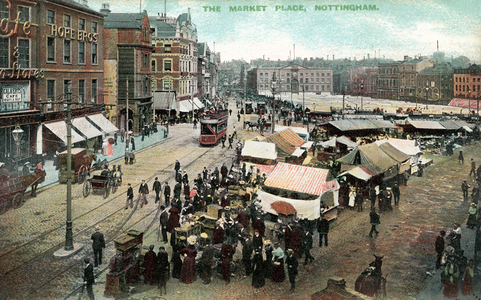 The market place, Nottingham (colour photo)