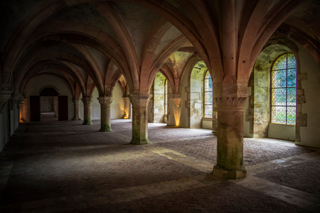 Chapter Hall of Fontenay Abbey, Burgundy, France (photo)