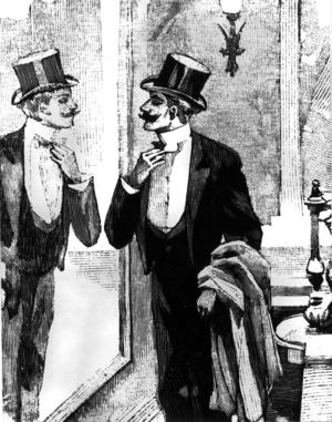 Illustration by Ferdinand Bac for a 1899 edition of novel "Bel-Ami" (1885) by Guy de Maupassant, engraving