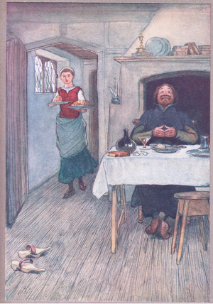 "There's pippins and cheese to come", illustration from 'The Merry Wives of Windsor ', 1910 (colour litho)