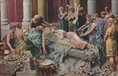 Illustration for Quo Vadis: Petrone's death (colour litho)
