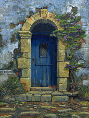 Blue Door, Paxos, Greece, 2024 (oil on board)