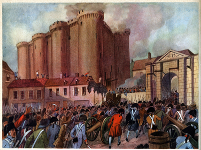 History. France. French Revolution. The Storming of the Bastille in Paris, 14 July 1789, illustration date 1948 (print)