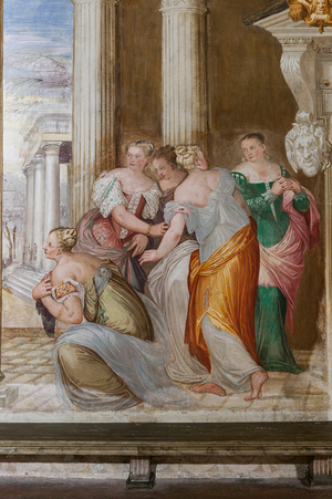 Detail of The Clemency of Scipio, Room of the fireplace, c.1560-65 (fresco)