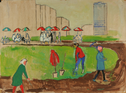 Subbotnik in Moscow, 1970s (tempera on card)