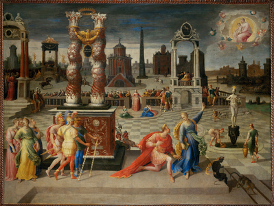 La Sibylle de Tibur. The Emperor Augustus on his knees …