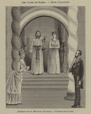 Initiation of a Perfect Mistress in a women's lodge (engraving)