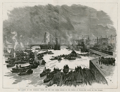 Laying of the memorial stone of the New Tower Bridge by the Prince of Wales (engraving)