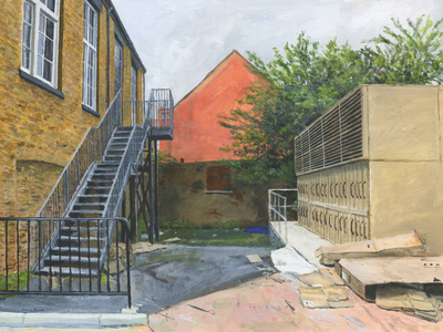 Small courtyard, Wandsworth (acrylic on canvas board)