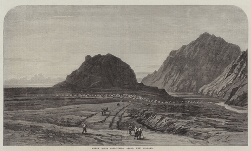 Arrow River Gold-Fields, Otago, New Zealand (engraving)
