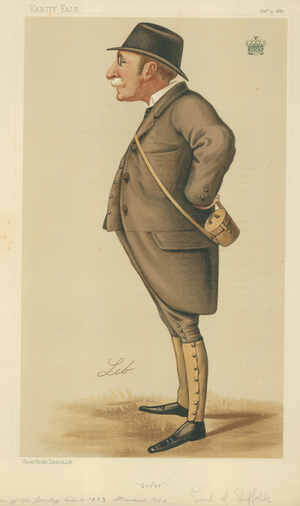 The Earl of Suffolk and Berkshire, Dover, 31 December 1887, Vanity Fair cartoon (colour litho)