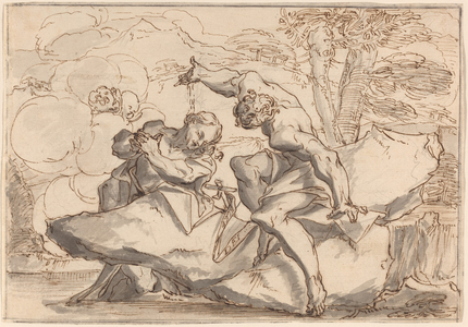The Baptism of Christ (pen and iron gall ink and gray wash over black chalk on laid paper)