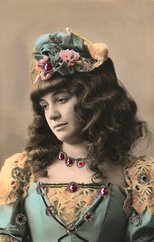 Paulette del Baye, french actress, Postcard