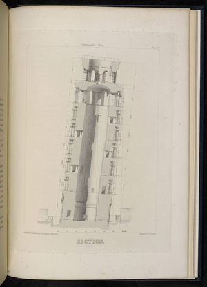 Section of the Leaning Tower of Pisa, from 'Architecture of the Middle Ages in Italy...', by Edward Cresy and George Ledwell Taylor, 1829 (litho)
