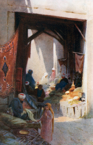 A Bazaar (colour litho)